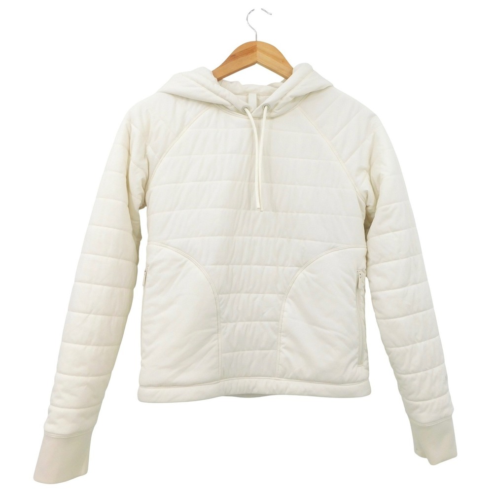 Lululemon Dynamic Movement Hoodie White Opal Quilted‎ Pullover Size 2 LW4BJHS